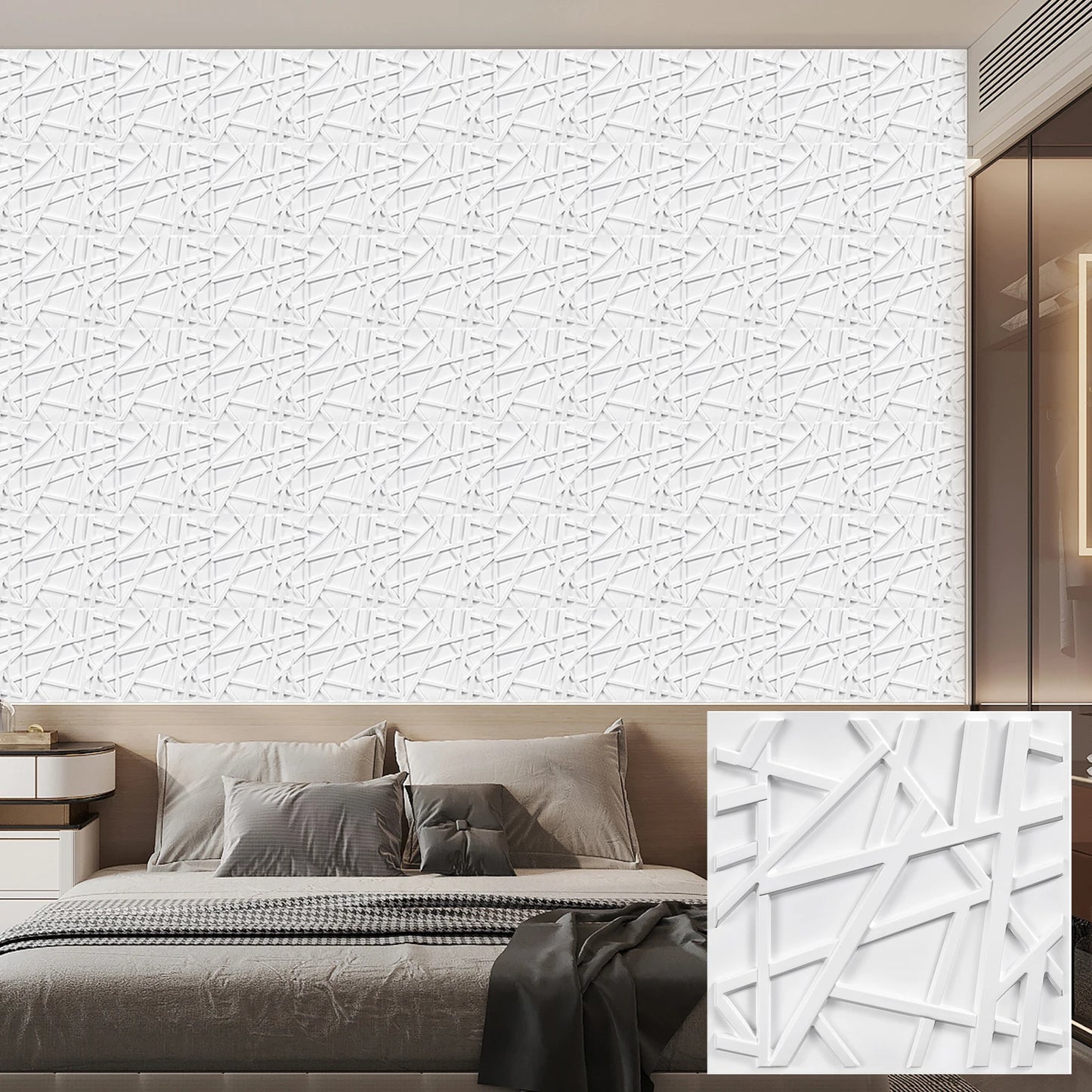 KUUJOJO 12pcs 3D textured wall panel for indoor wall decoration, suitable for living room, hall, bedroom, hotel, office