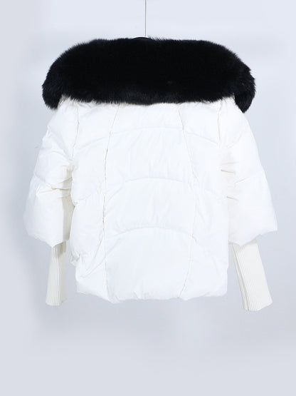 Lose Natürliche Echt Fox Pelz Kragen Mantel Dicke Neue Europäische Mode Weiße Ente Unten Jacke Winter Frauen Warme Luxus Oberbekleidung