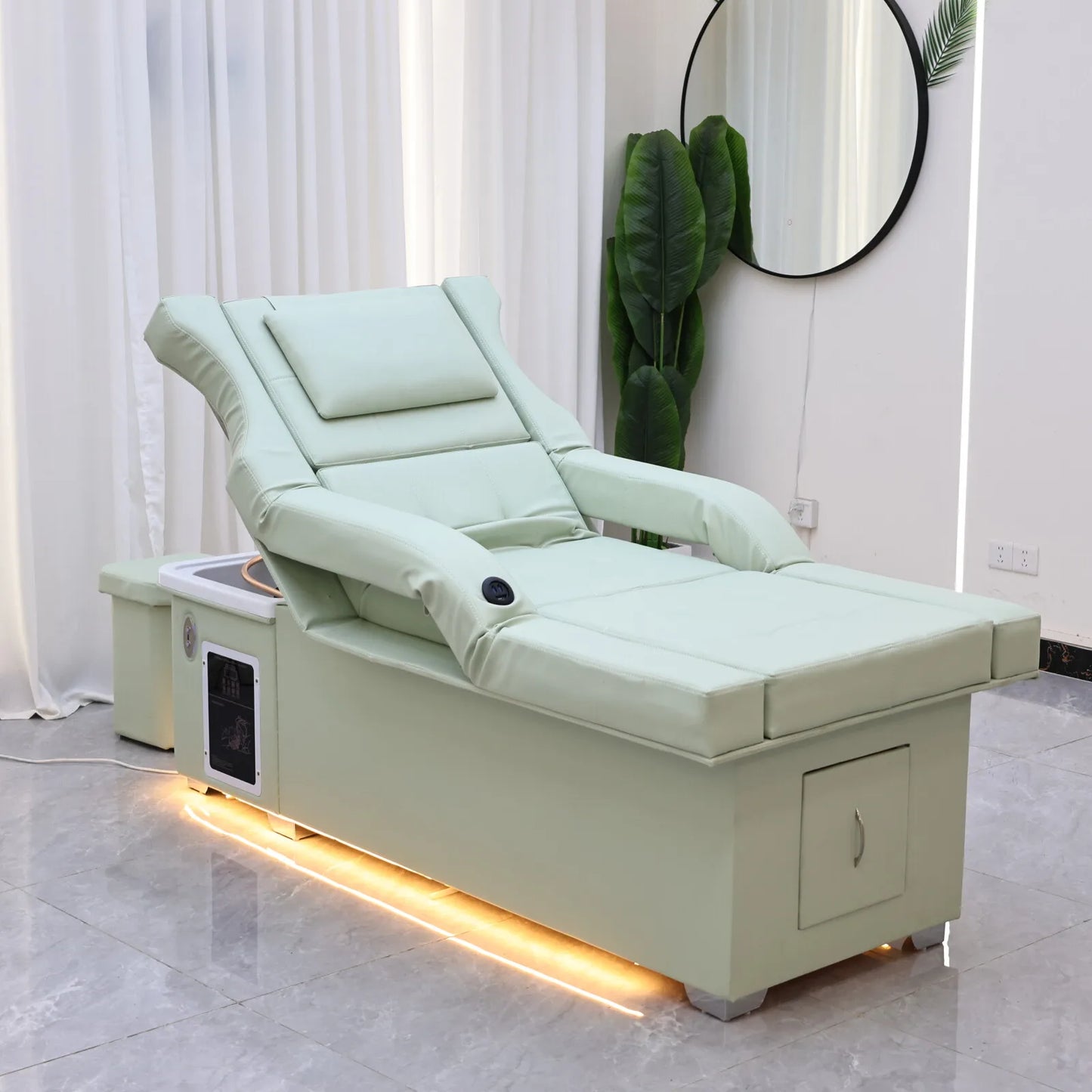 Elektrisches Lift-Shampoo-Bett, All-in-One-SPA-Salonmöbel mit Massage- und Wassercirculation, Waschbecken, Kopfbegasung und Fußbad