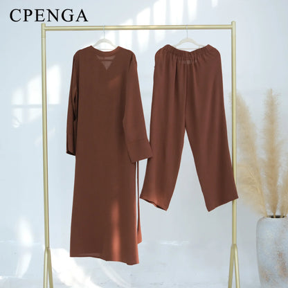 Muslim Abaya Two Piece Muslim Set for Woman Ramadan Dress Islamic.