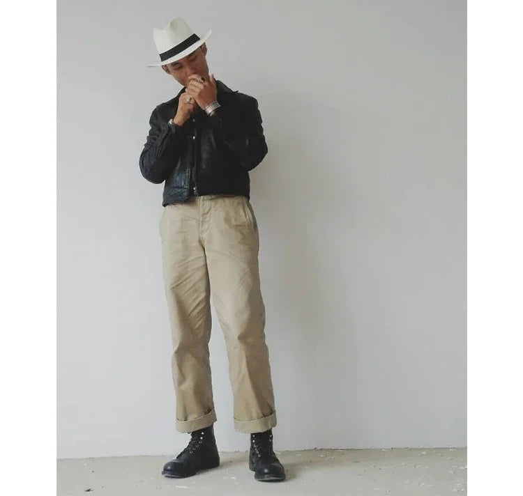 Rugged Bronson Army Chino Trousers 1942 Pattern Khakis Military Style Casual Pants.