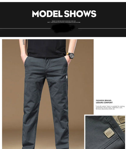 Men's Pants 97% Cotton Thick Business Casual Korean Grey Cargo Trousers Male Large Size 38 40 Brand Clothing Pant.