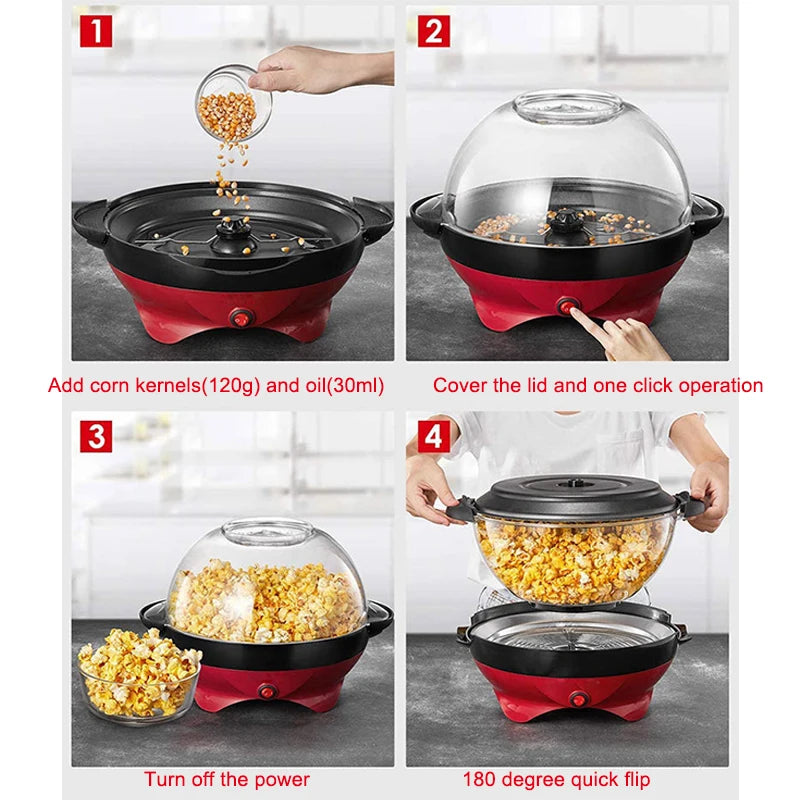Household 850W electric popcorn machine automatic hot Pipoqueir machine Home-made Diy Popcorn Movie Snack Sonifer Popper.