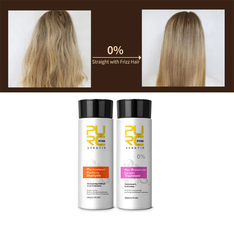 PURC Professional Brazilian Keratin Hair Treatment Cream Straightening Smoothing Scalp Treatment Purifying Shampoo Hair Care.
