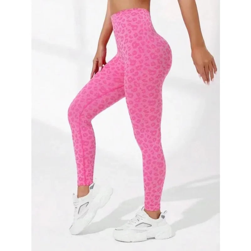 Women Leopard V Waist Leggings Semaless Slim Leggings Stretch High Waist Hip Liftting Sexy Yoga Tights Gym Running Sports Pants.