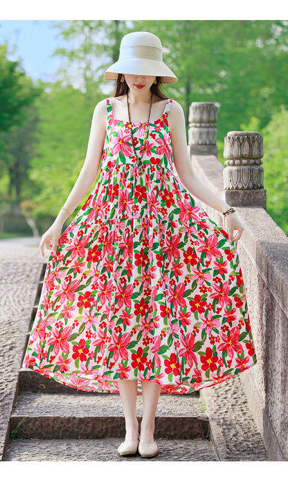 Neue Mode Lässig 2025, Sommer Elegante Kleider Für Frauen Oansatz Druck Vintage Ärmelloses Kleid Lose Frauen Kleidung.