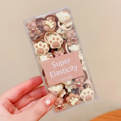 Coffee Color Children's Cute Cartoon Hair Rope Baby Thumb Loop Does Not Hurt Rubber Band Headwear Baby Tie Head  Small Pull.