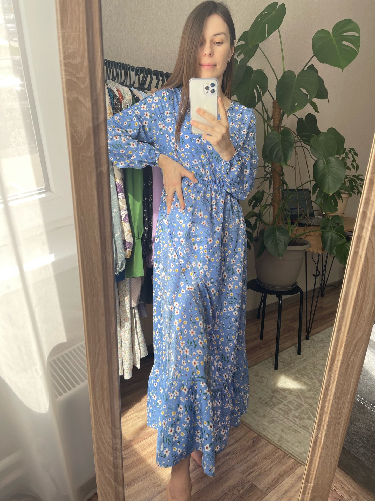 Frühling Sommer Frauen Maxi Kleider Casual Volle Hülse Floral Gedruckt Oansatz Frau Bohe Strand Party Lange Kleid Mujer Vestidos