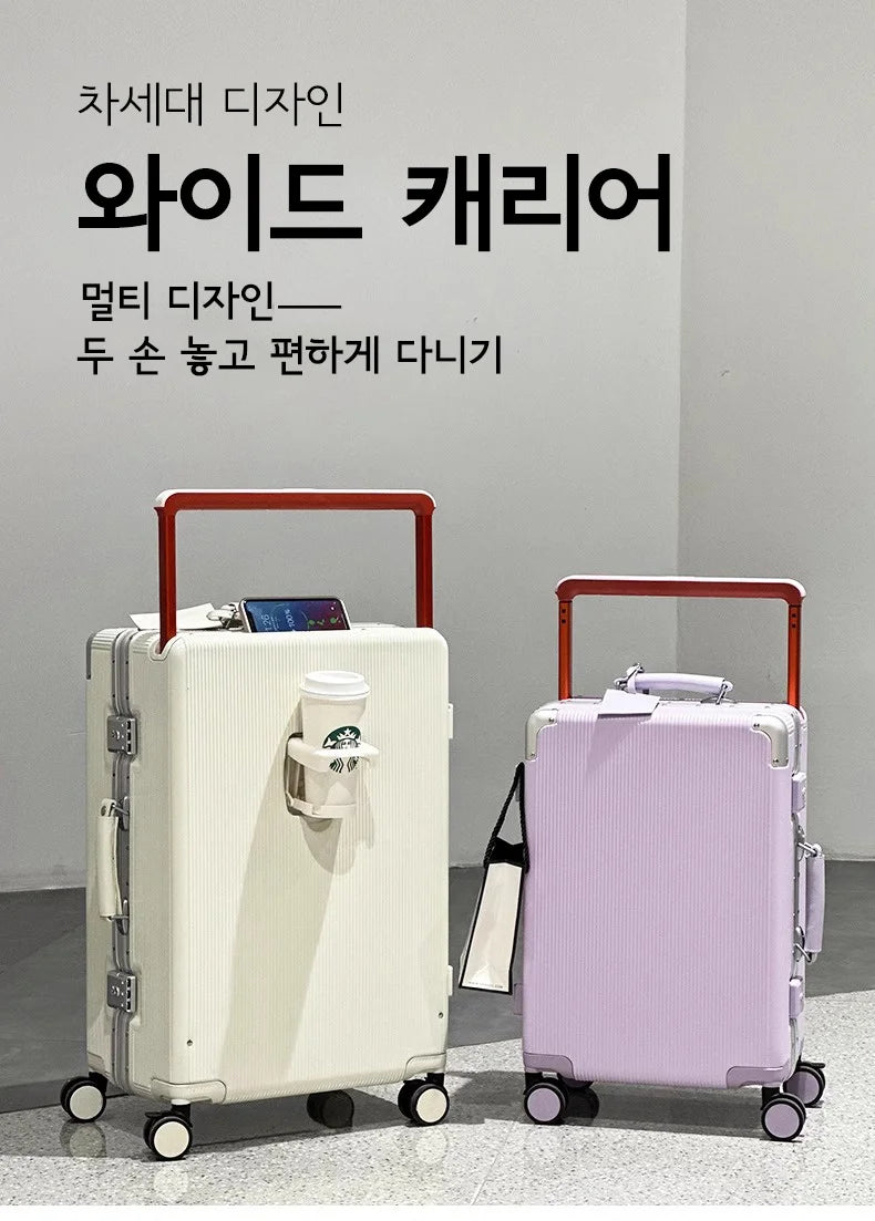 sushimu Koffer, breiter Griff, Reisekoffer für Herren, 20 24, Handgepäck, Damen, PC, Aluminiumrahmen, Trolley.