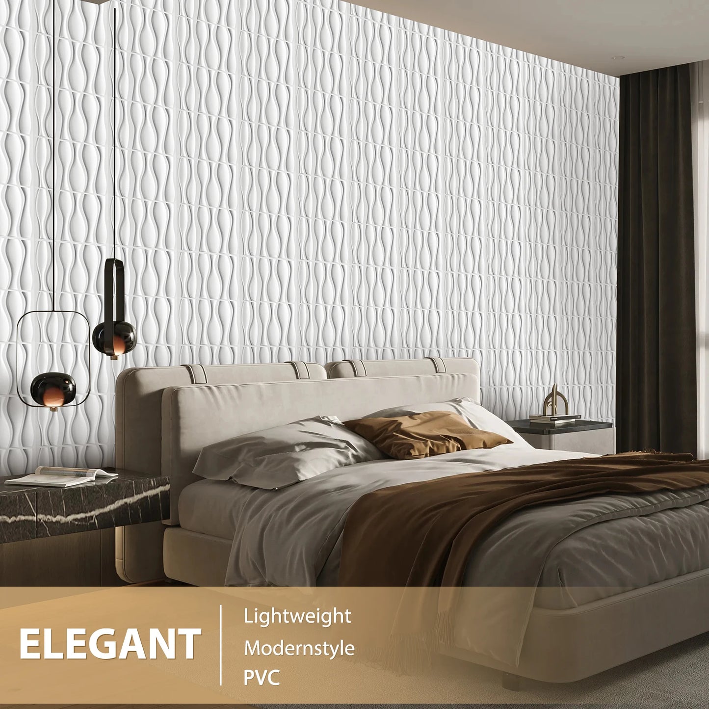 KUUJOJO 12pcs 3D textured wall panel for indoor wall decoration, suitable for living room, hall, bedroom, hotel, office