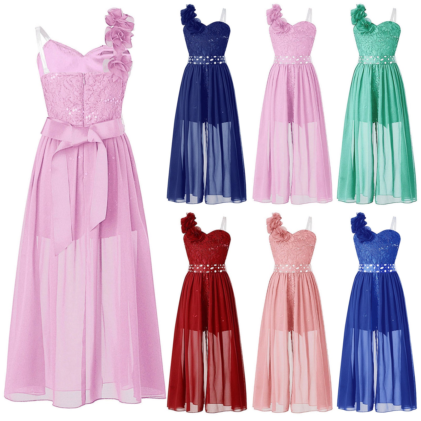 Elegantes Partykleid für Mädchen, Hochzeit, Geburtstag, Abschlussball, Bühne, Festzug, glänzende Pailletten, Perlenapplikation, Spitze, Chiffon, Overall-Kleider.