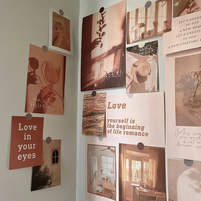 Ins Nordic Retro Wall Decorative Photo Card Stickers Bedroom Art Postcard Decoration DIY Wall Card Stickers Photography Props.