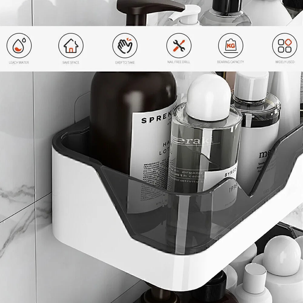 Kein Bohren Badezimmer Regal Kunststoff Dusche Organizer Wand montiert Toilettenartikel Lagerregal Shampoo Halter Bad Zubehör