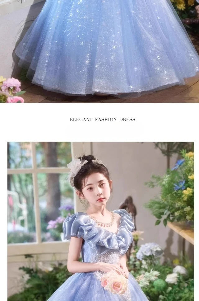 Elegangt Mädchen Abendkleid Luxus Prinzessin Kleid Geburtstag Party Pageant Outfit Kinder Klavier Rezitieren Leistung Formelle Kleidung