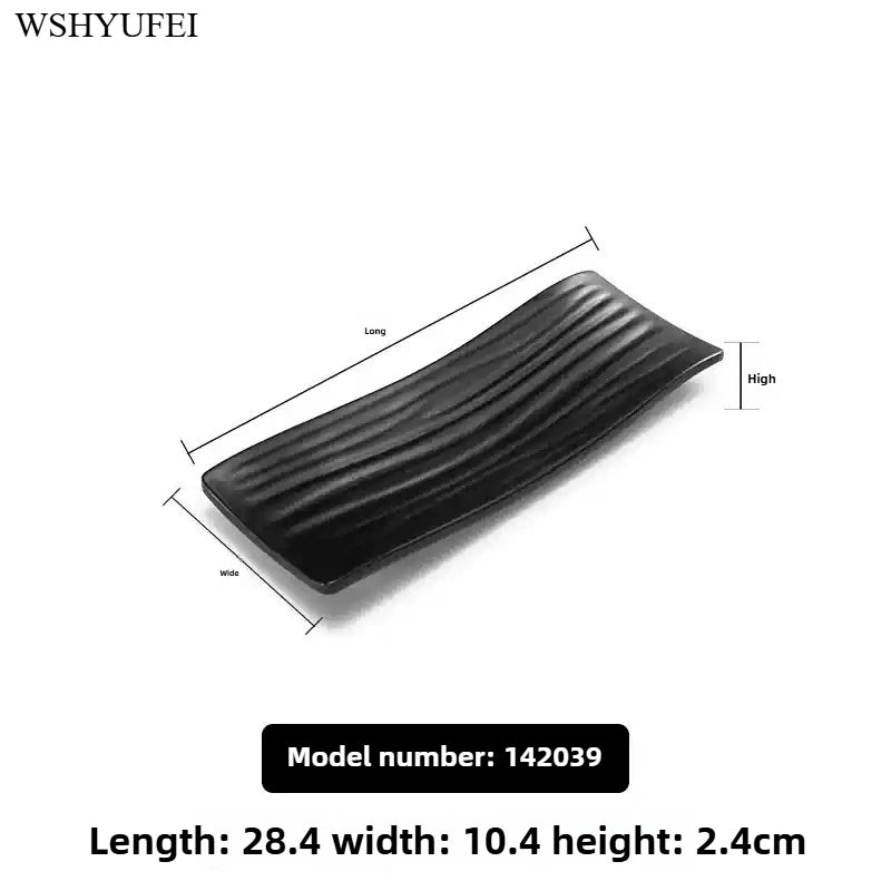 Black Melamine Plate Plastic Barbecue Dish Commercial Cutlery Kitchen Dinner Plates Not Easily Broken Tableware Accessories
