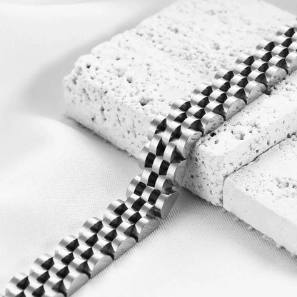 VQYSKO Trendy Minimalist Stainless Steel Gold Color Plated Watch Strap Bracelet for Women/Men Jewelry Gifts Couple Bracelet.