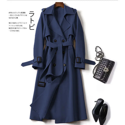 Herbst Winter Langarm Graben Mantel Für Frauen 2024 Mode Lose Büro Dame Lange Outer Jacke Mäntel Weibliche Kleidung