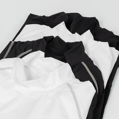 Men's Workout Compression Shirt Quick Dry Running T-shirt Turtleneck Long Sleeve Rash Guard Gym Base Layer Athletic Undershirt.