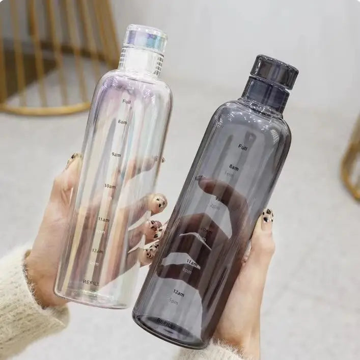 water bottle High-value colorful time scale cup red cute drinking water target bottle ins simple water cup my gourd man bottles