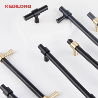 KEDLO Solid Brass Brushed Antique Brass Bronze 500mm Pull Drawer Knobs T Bar Kitchen Cabinet Handle