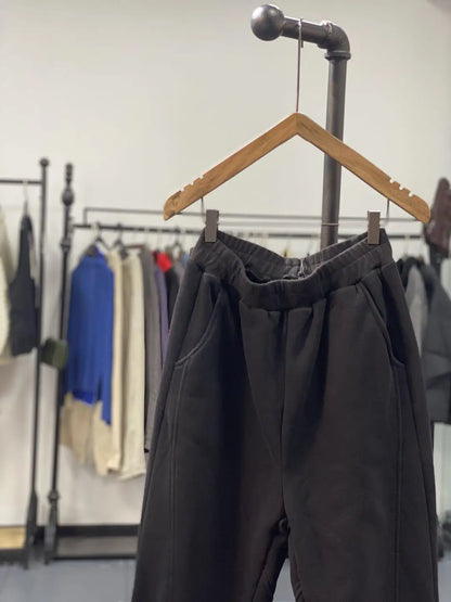 Autumn/Winter 150kg American Retro Cuffed Casual Trousers Men's Korean Slimming Patchwork Fleece-lined Harem Trousers Sweatpants