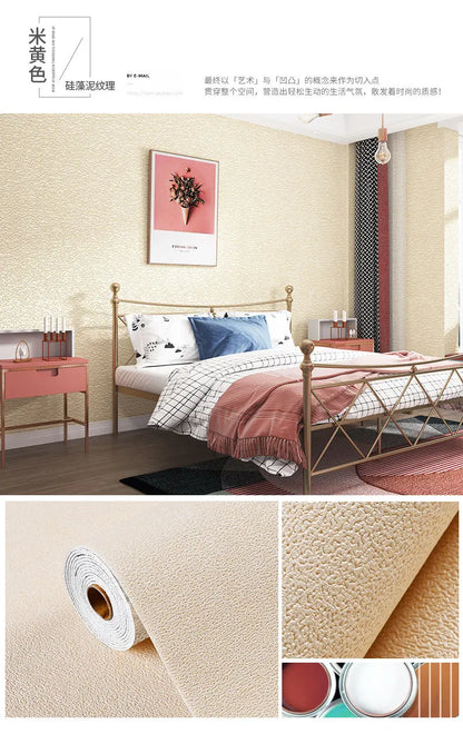 10m Self Adhesive 3d wall panel Wallpaper Foam Soundproof Waterproof 3D Wall Sticker New Design Bedroom Wallpaper Thickening