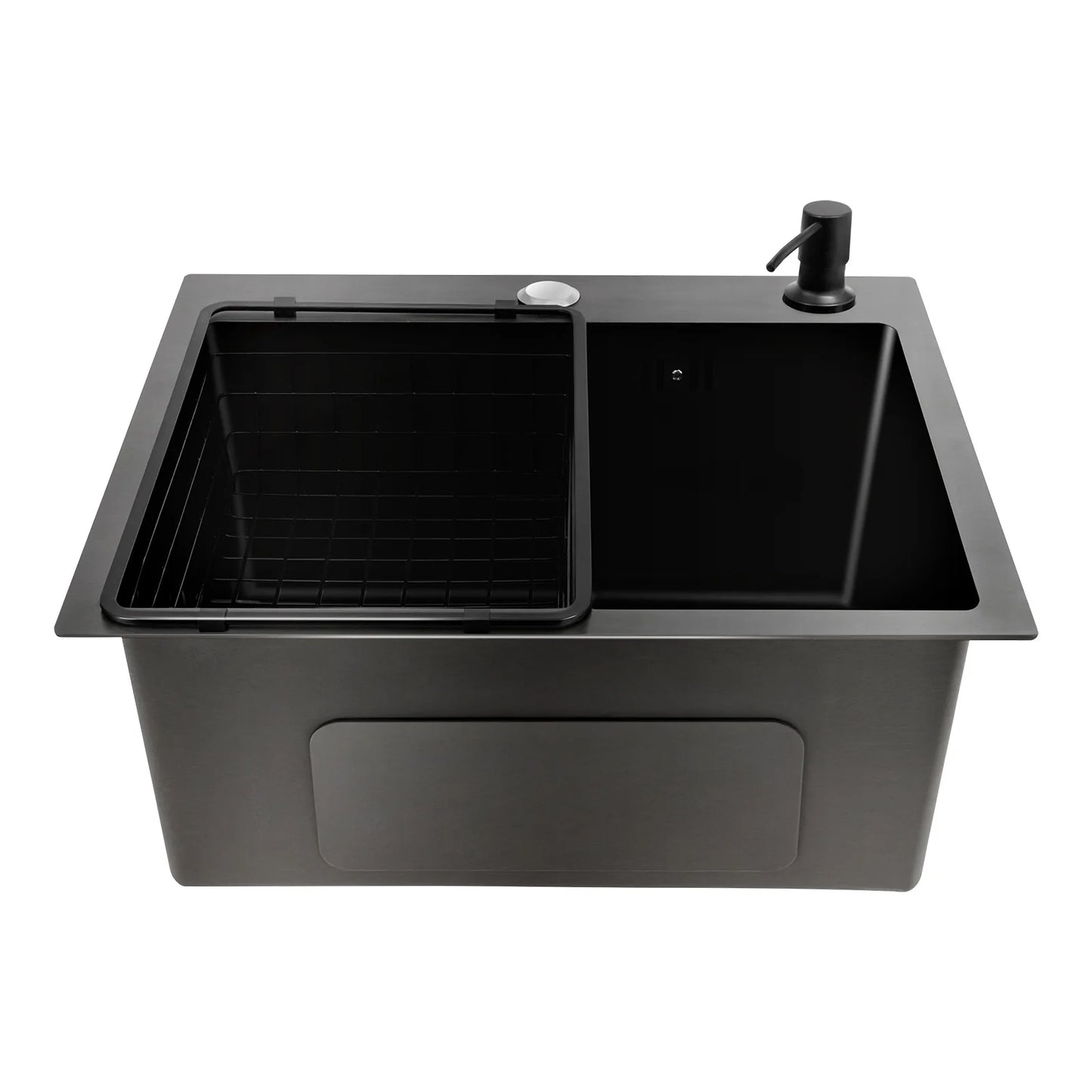 Hochwertiges Küchenspülbecken-Komplettset, 45 x 40 x 20 cm, langlebiges, großes Fassungsvermögen-Reinigungsspüle aus Edelstahl 201, schwarze Spüle mit einer einzigen Schüssel