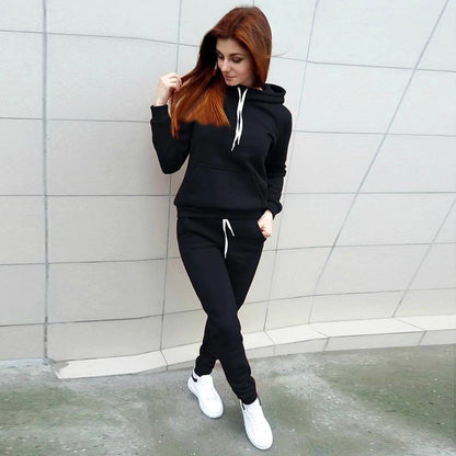 Autumn Women's Fleece Tracksuit 2 Pieces Set Pullover Hoodies+Pants Sport Suit Female Winter Warm Sweatshirt Suit for Woman.