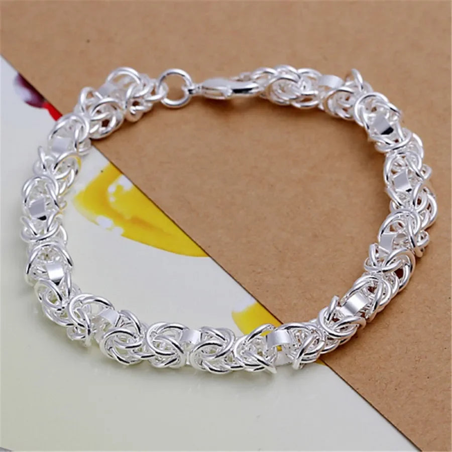 Fine 925 Sterling Silver Noble Nice Chain Solid Bracelet for Women Men Charms Party Gift Wedding Fashion Jewelry Hot Model.