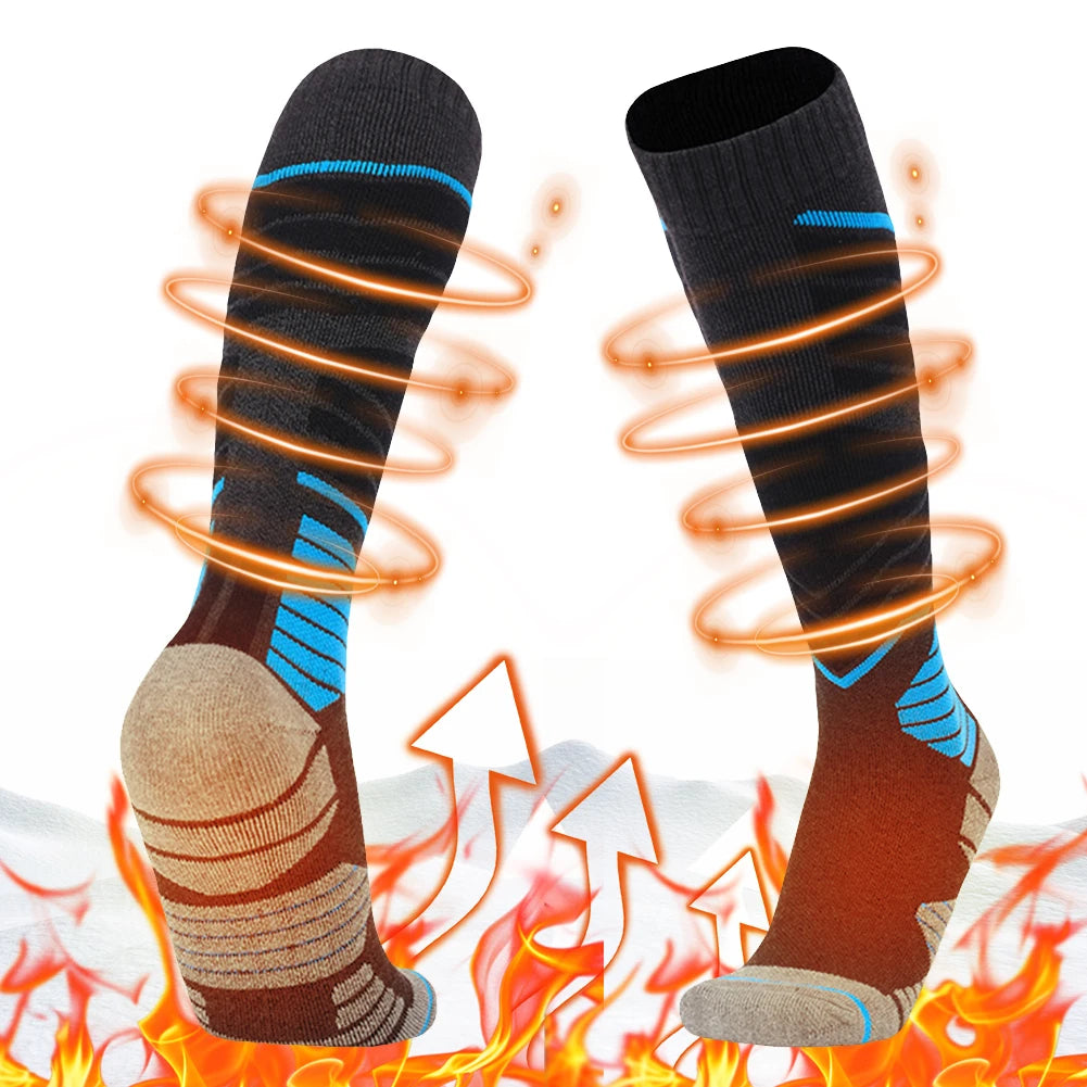 1 Pair Winter Thermal Ski Socks Cycling Soccer Snowboard Socks High Tube Stockings for Men Outdoor Skiing Cycling Running Hiking.