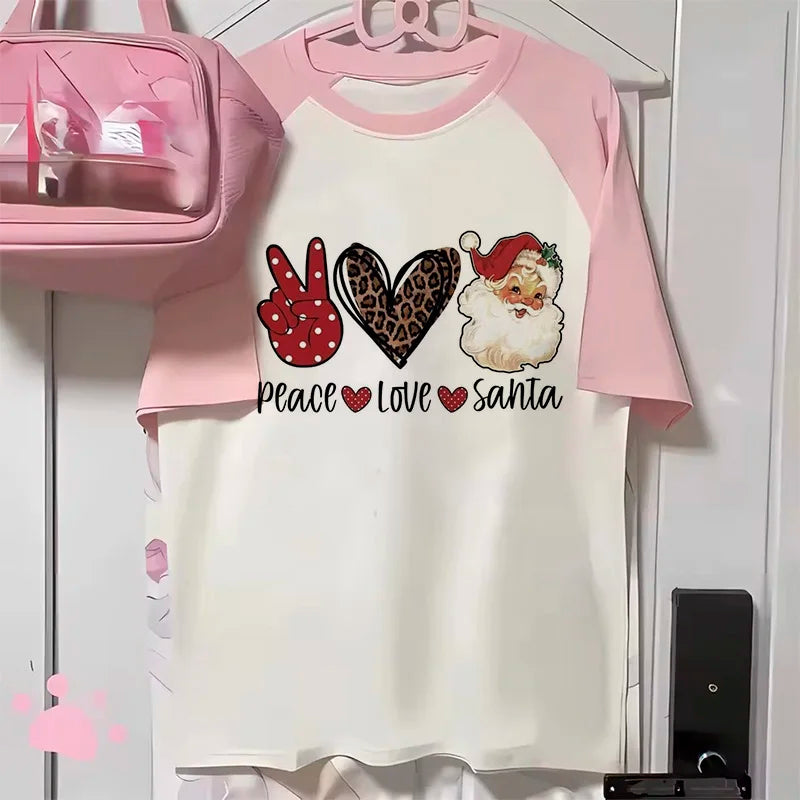 Ästhetik T-shirt Weihnachten Gedruckt Top Tees Frauen Punk Kawaii Pastell Shirt Retro Grafik Frauen Klassische T Shirt Mädchen