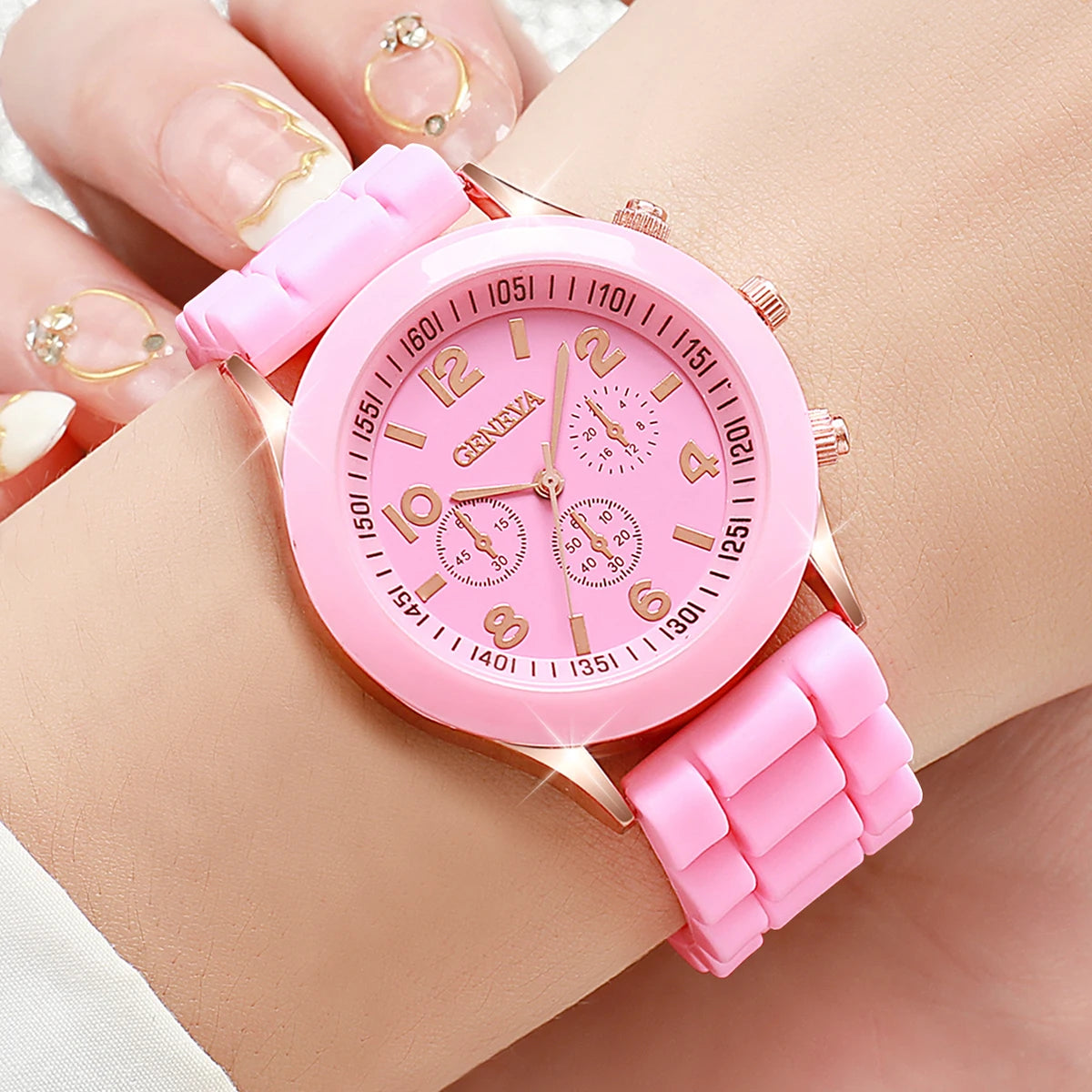 2/3PCS Fashion Silicone Band Women Watches Arabic Dial Ladies Quartz Watch Set Reloj Mujer（Without Box）.