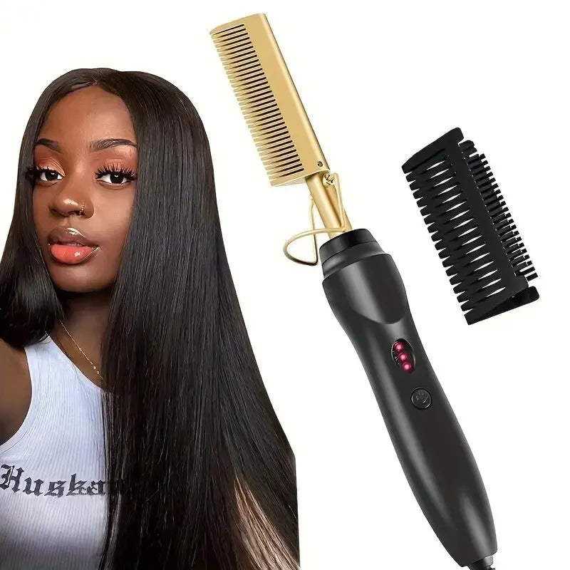 Straight hair comb, bangs, dry and wet dual-use comb, straight hair curling iron, household roll straight electric comb.