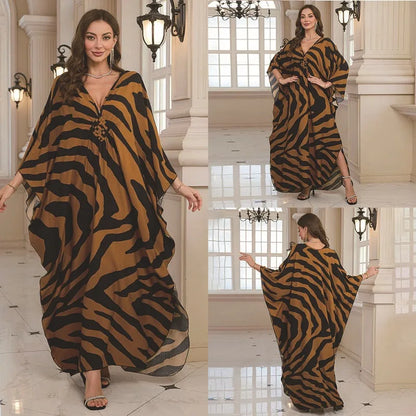 Kaftan-Kleider für Damen, Wellenhals-Badeanzug, Überwurf, Kaftan-Kleid, Übergröße, übergroßes langes Strandkleid