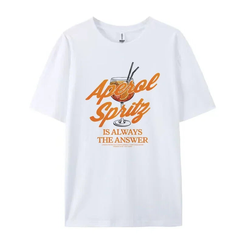 Aperol Spritz Frauen lustige Zitate T-Shirts Retro Alkohol trinken T-Shirt lose Cocktail party Grafik T-Shirts Unisex Tops Geschenke