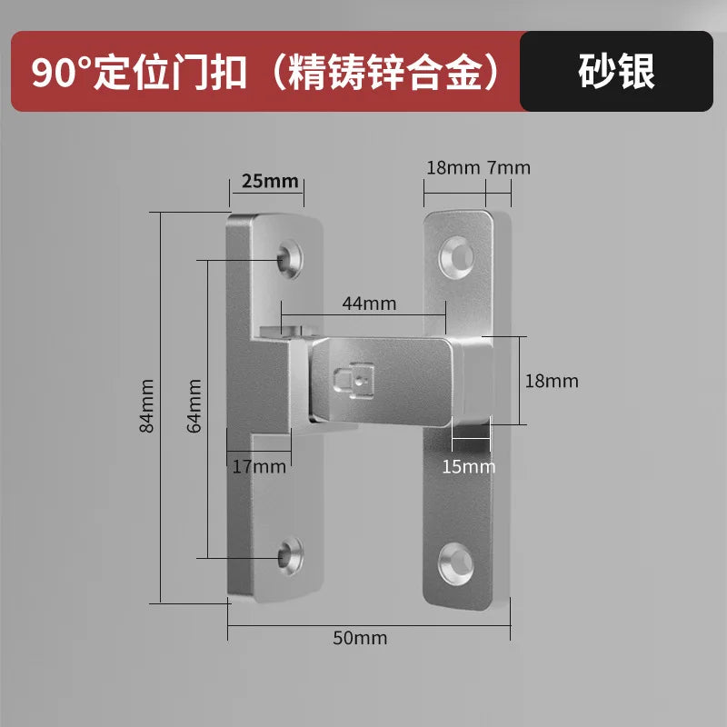 Riegel Riegel Indoor Non-Punch Türschloss Badezimmer Schiebetür Schnalle Schiebetür Snap Altmodische oberflächenmontierte Zimmertür