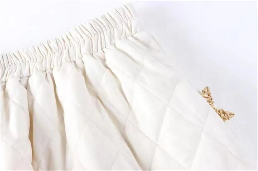 Autumn Winter Cotton Quilted Skirt Warm Womens A-line Faldas Vintage Thicken High Waist Saias Korean Fashion Knee-length Skirts