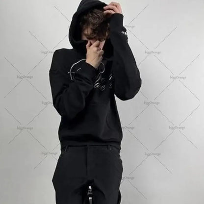 Fashion Casual Letter Print Rcok Oversized Sweatshirt Men Y2K 2025 Retro Harajuku High Street Hip-hop Vintage Loose Hoodie Women.