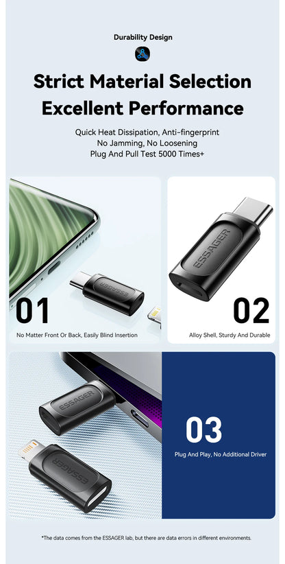 Essager Lighting To Type C OTG Adapter USB Type C To lighting PD 20W Fast Charging For iPhone 15 14 13 12 Pro Max ios Converter.