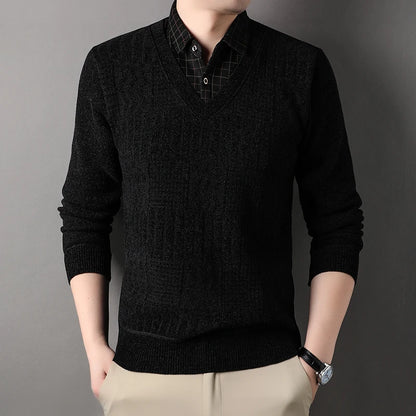 Winter Men Fleece Sweater Thickened Pullover Shirt Collar Sweaters Velvet Clothing Autumn Winter Jumpers Fashion Knitwear.