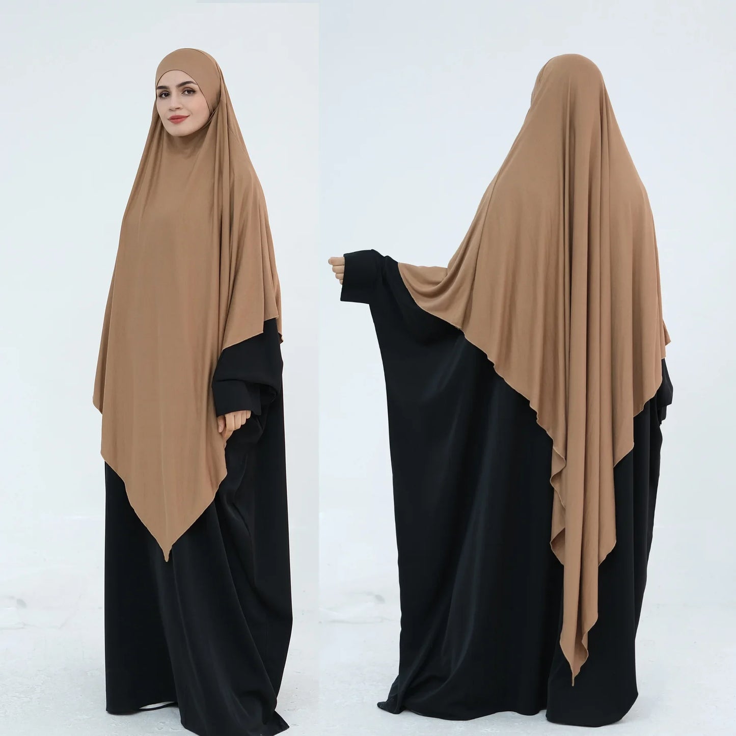 Extra Long Khimar Hijab Scarf Jersey Cotton Muslim Prayer Clothes Islamic Jilbab Khimars for Women Hijabs Veil Niqab Ramadan Eid.