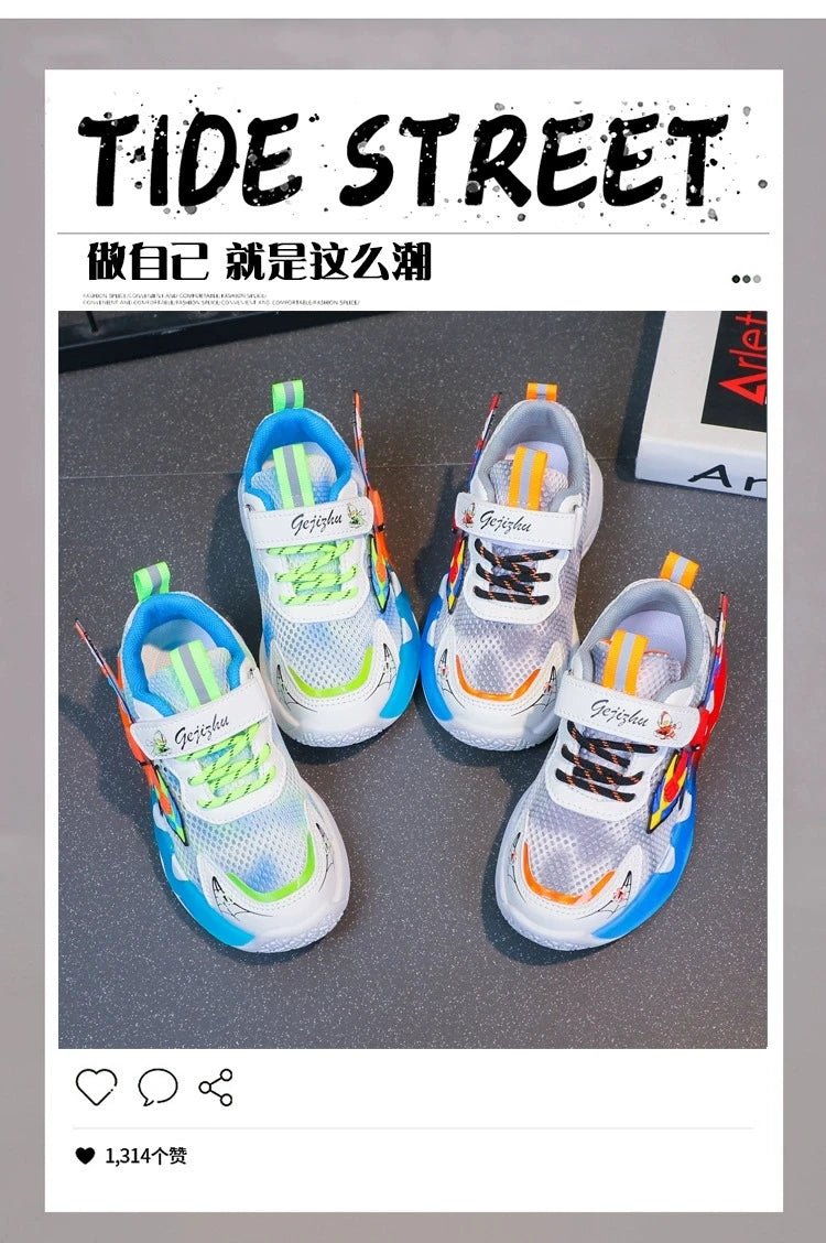 Disney Children's Shoes Fashion Cartoon Spiderman Sneakers for Boys Breathable Sport Shoes Anti-slip Toddler Shoes Student Shoes.