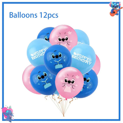 Disney Stich Geburtstag Party Dekorationen Blau Thema Geschirr Tischdecke Banner Hängende Spirale Für Kinder Event Liefert