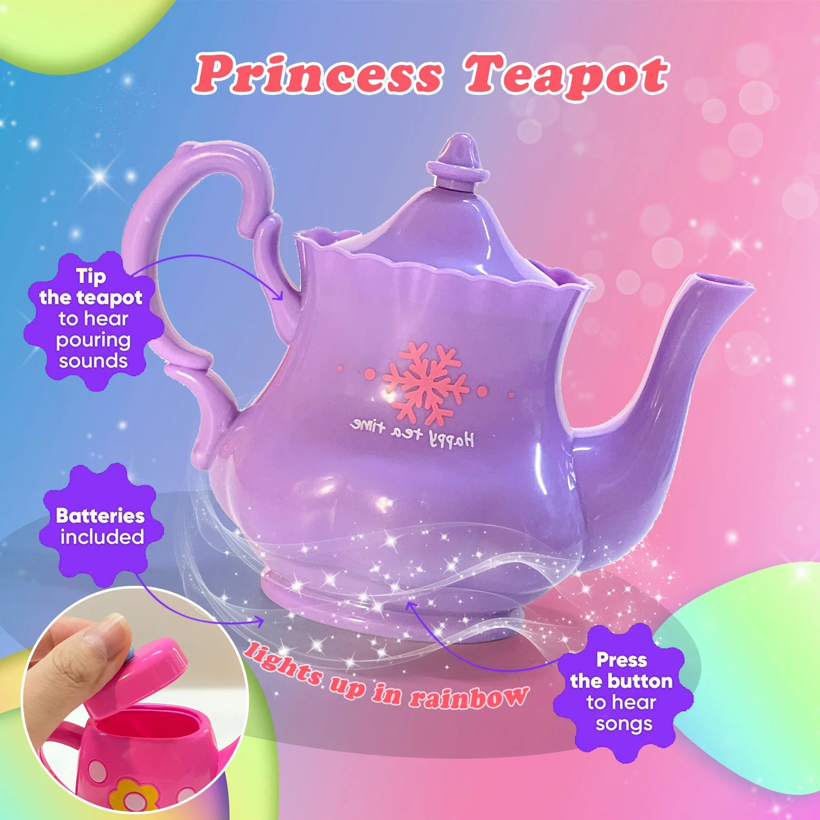 Tea Set for Little Girls, Tea Party Set, Tea Set for Toddlers Including Kettle, Cookies, Kids Play Food, Boys Girls Gifts.