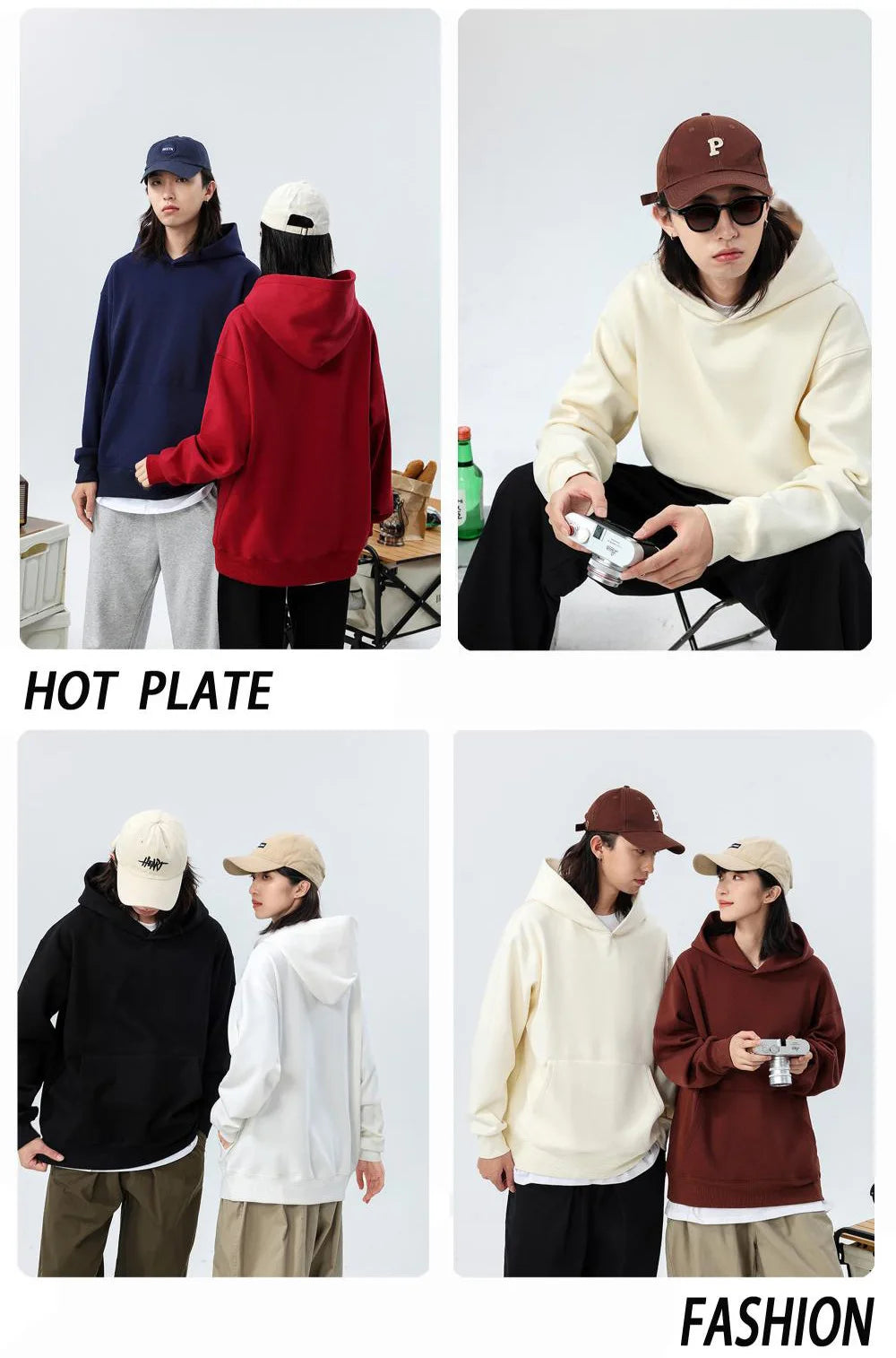 16.9oz 480gsm Heavy Weight Cotton Plus Velvet Hooded Sweater Men Thickened Tight Polar Fleece Pullover Hoodie Women Sweatshirt.