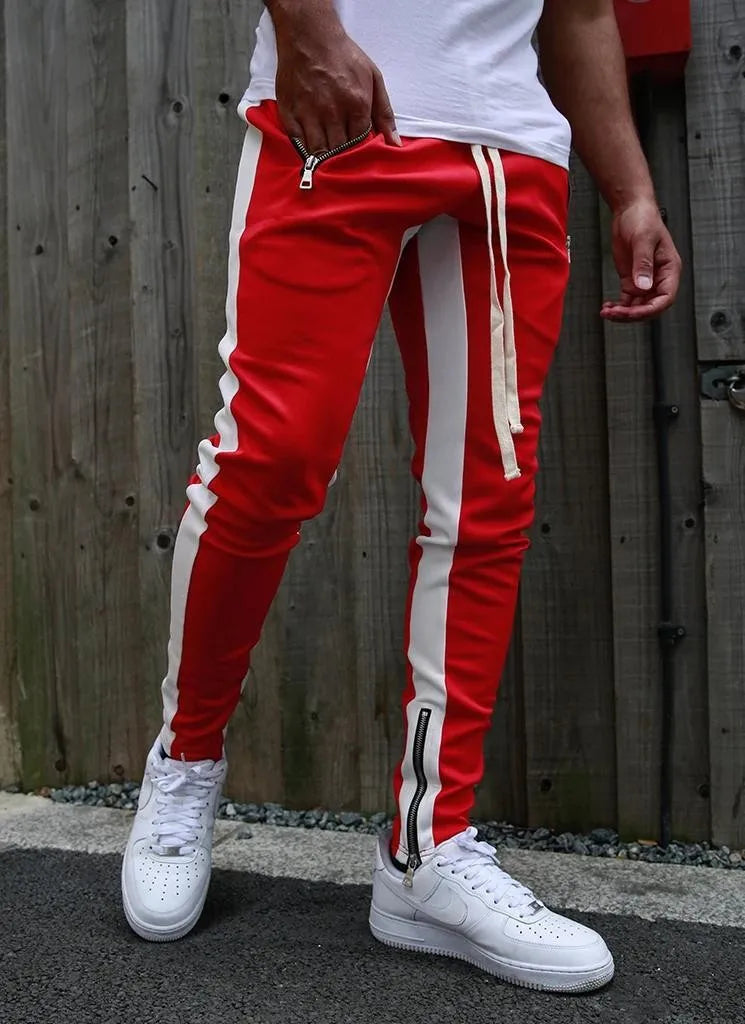 2024 New Sports Casual Pants Low Feet Zip Pocket Cotton Summer Pants Casual Men's Sports Pants Running Pants Splice Stripe Gym.