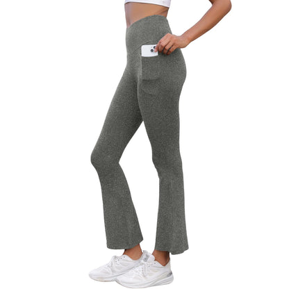 Women's Super Soft Flare Pants with Pockets High Waisted Tummy Control Workout Yoga Push Up Gym  Fitness Leggings Bell Bottoms.
