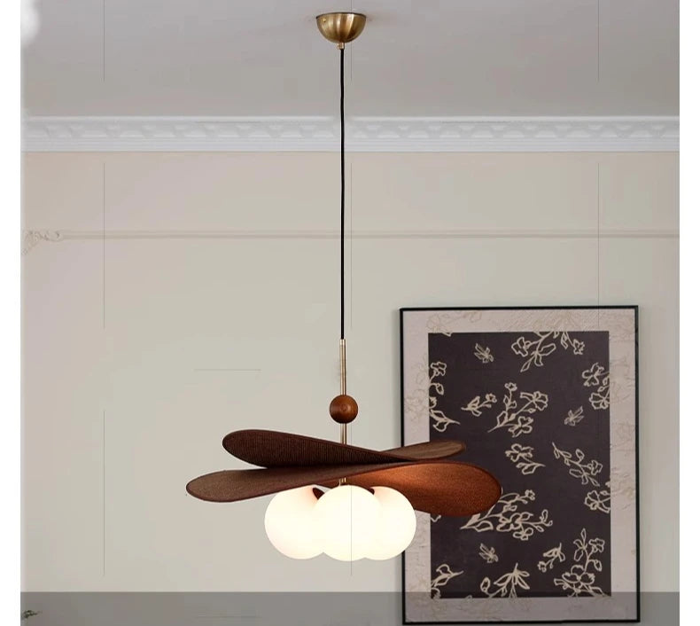 Wabi Sabi Hängeleuchte aus Korbgeflecht, Vintage-Glasblasen-Pendelleuchte für Esszimmer, Schlafzimmer, Wohnzimmer.