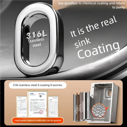 Kitchen Sink 316L Stainless Steels Nano Brushed Surface Large Single Slot Dishwash and Vegetable Washing Basin Undermount Basin