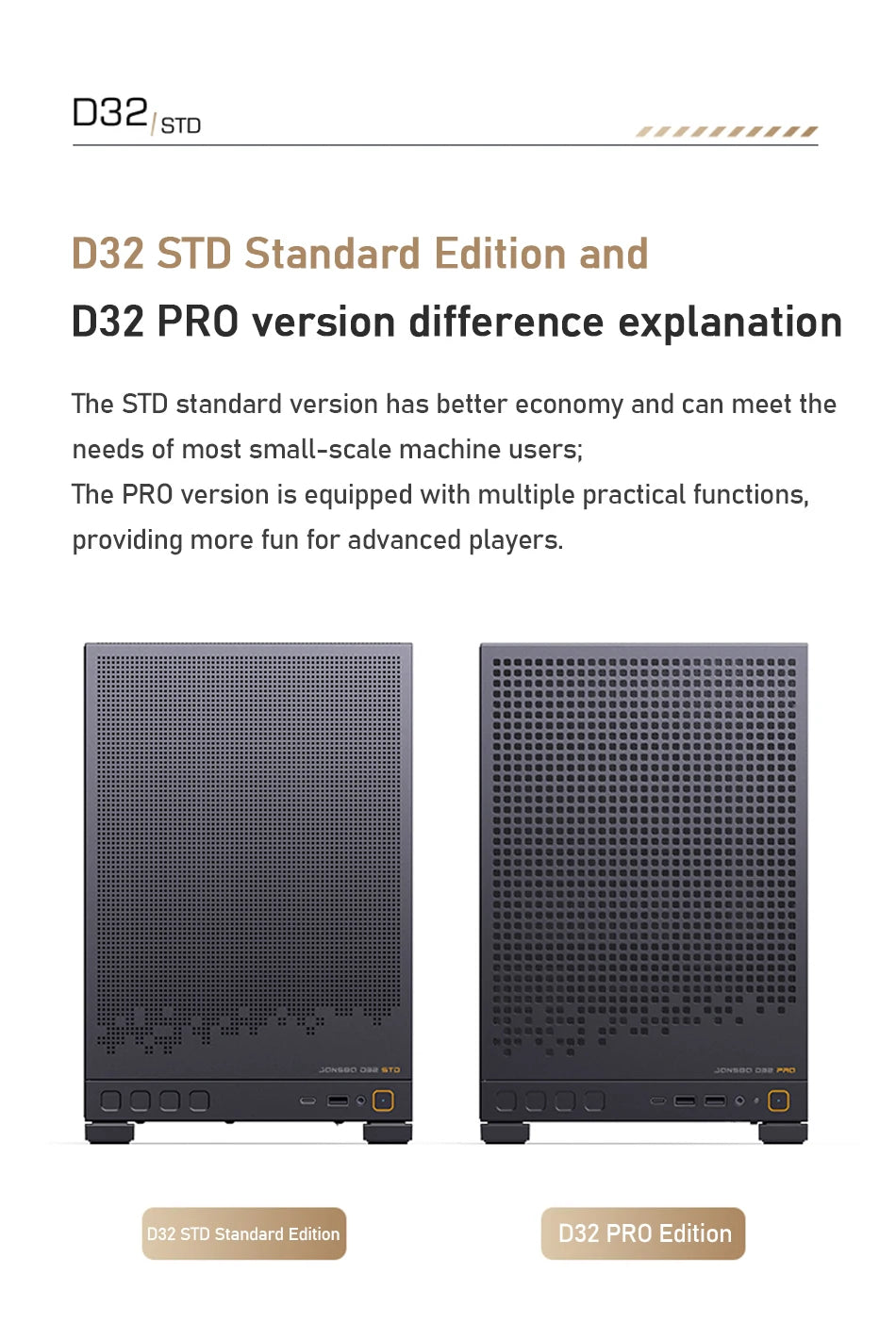 Jonsbo D32 STD/PRO Black MATX Desktop Small Case Support ATX/SFX Power Supply 240 Water Cooling Computer Office PC Case